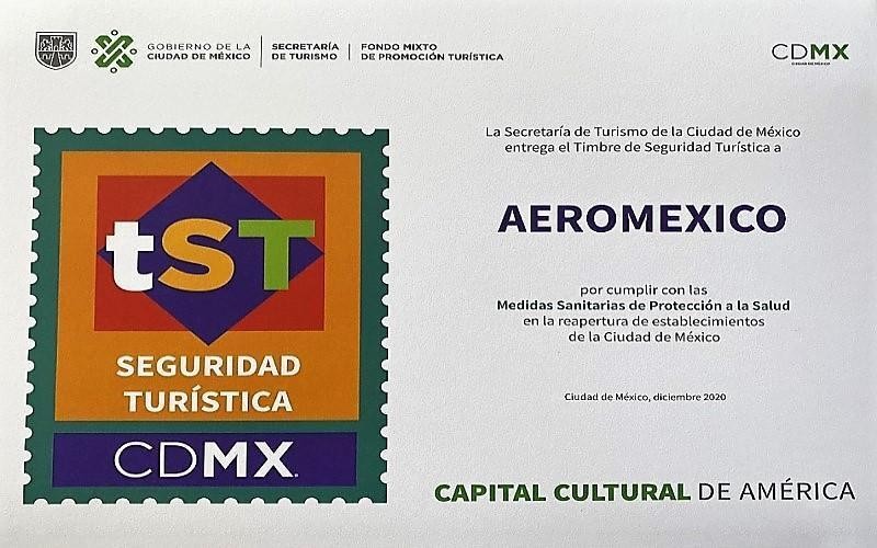 Aeroméxico recibe el timbre de seguridad turística 