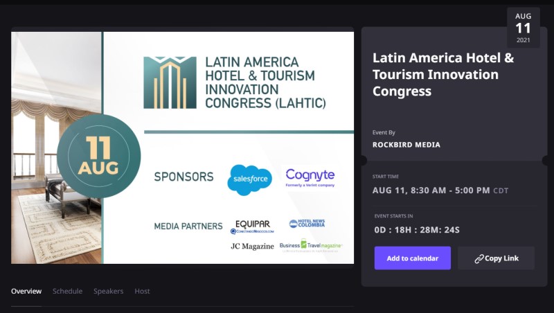 Agenda Latin America Hotel and Tourism Innovation Congress (LAHTIC) 11 de Agosto